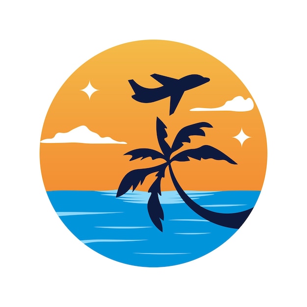 Vector diseño del logotipo de la isla de verano tropical logotipo de la palmera o diseño del logotipo sumerio ilustración vectorial