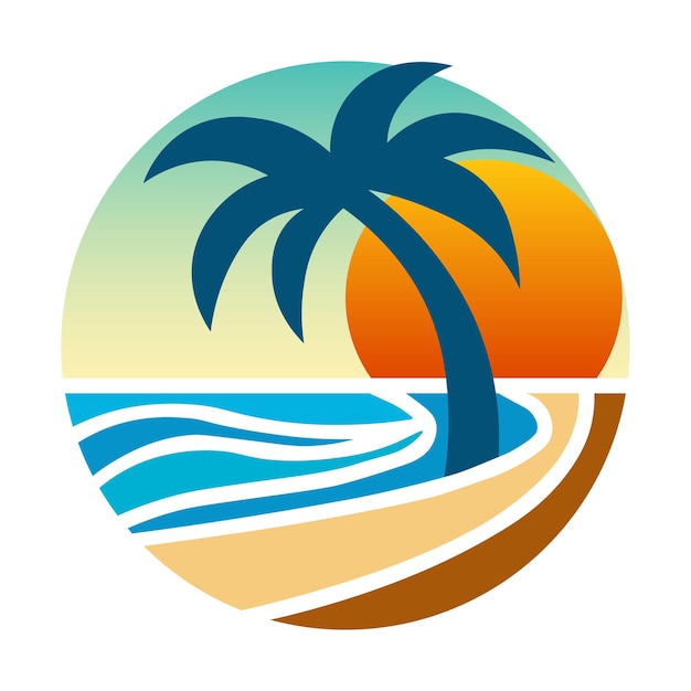 Vector diseño del logotipo de la isla de verano tropical logotipo de la palmera o diseño del logotipo sumerio ilustración vectorial