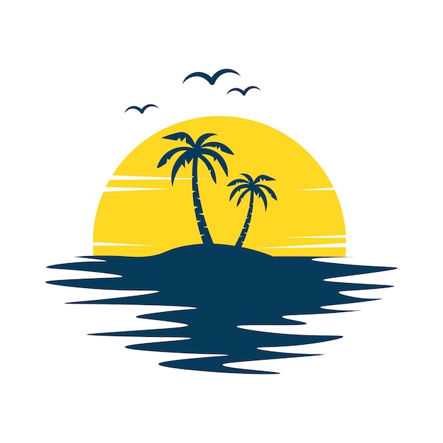 Diseño del logotipo de la isla de verano tropical Logotipo de la palmera o diseño del logotipo sumerio Ilustración vectorial