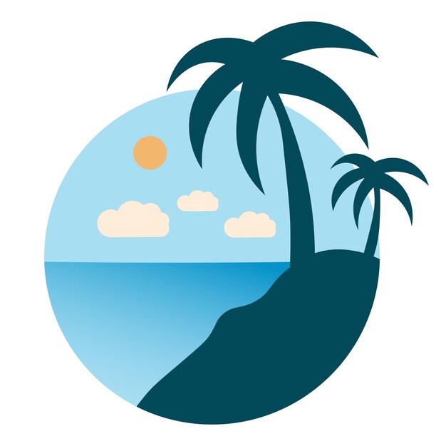 Diseño del logotipo de la isla de verano tropical Logotipo de la palmera o diseño del logotipo sumerio Ilustración vectorial