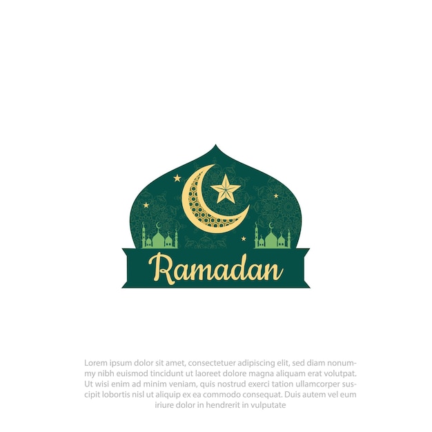Diseño de logotipo islámico árabe Diseño de Ramadan Kareem Diseño de icona de mezquita Luna creciente Diseño vectorial
