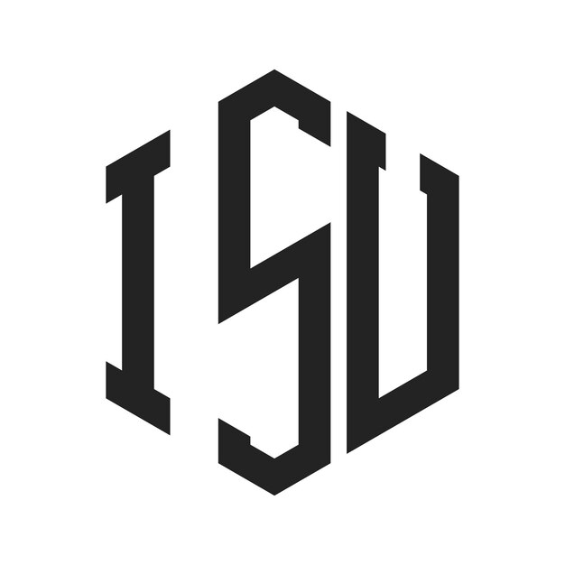Diseño del logotipo de la ISU Letra inicial El logotipo del ISU Monograma con forma de hexágono
