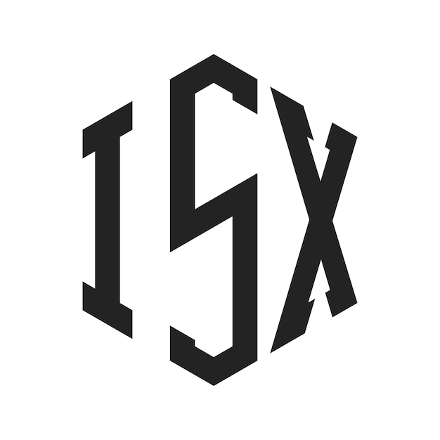 Diseño del logotipo ISX Letra inicial ISX Monograma Logotipo con forma de hexágono