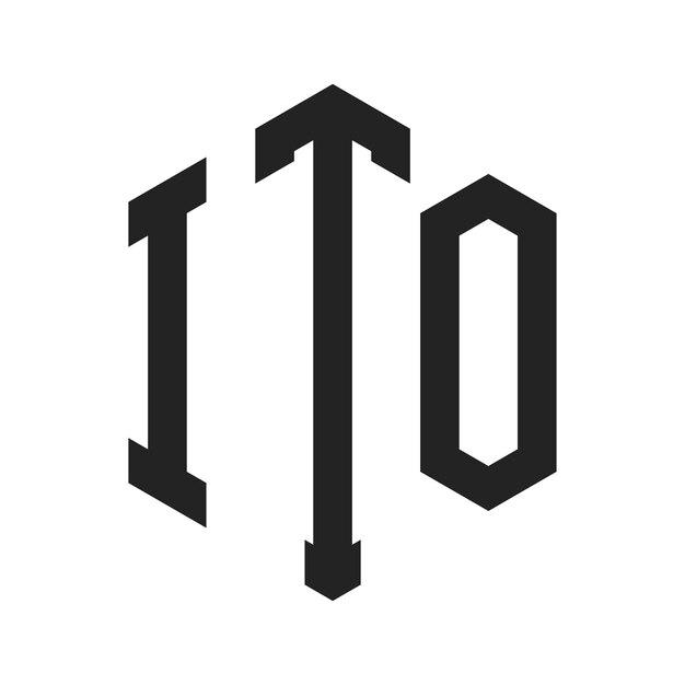 Diseño del logotipo de ITO Letra inicial Logotipo del monograma de ITO con forma de hexágono