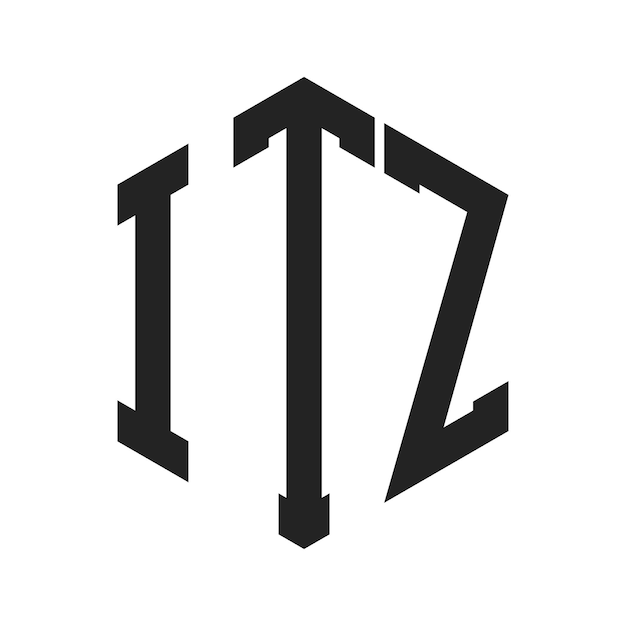 Diseño del logotipo de ITZ Letra inicial Monograma de ITZ Logotipo con forma de hexágono