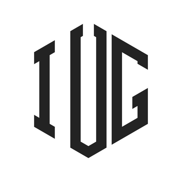 Diseño del logotipo de IUG Letra inicial Logotipo del monograma de IUG con forma de hexágono
