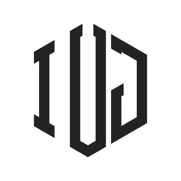 Diseño del logotipo de IUJ Letra inicial Logotipo del monograma de IUJ con forma de hexágono