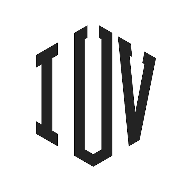 Diseño del logotipo IUV Letra inicial IUV Monograma Logotipo con forma de hexágono