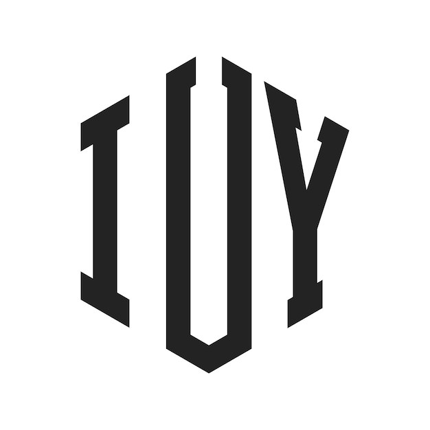 Diseño del logotipo IUY Letra inicial IUY Monograma Logotipo con forma de hexágono