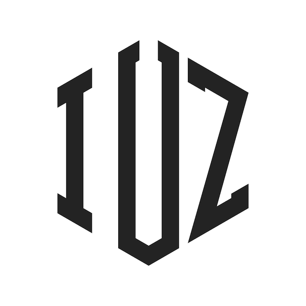 Diseño del logotipo de IUZ Letra inicial Logotipo del monograma de IUZ con forma de hexágono