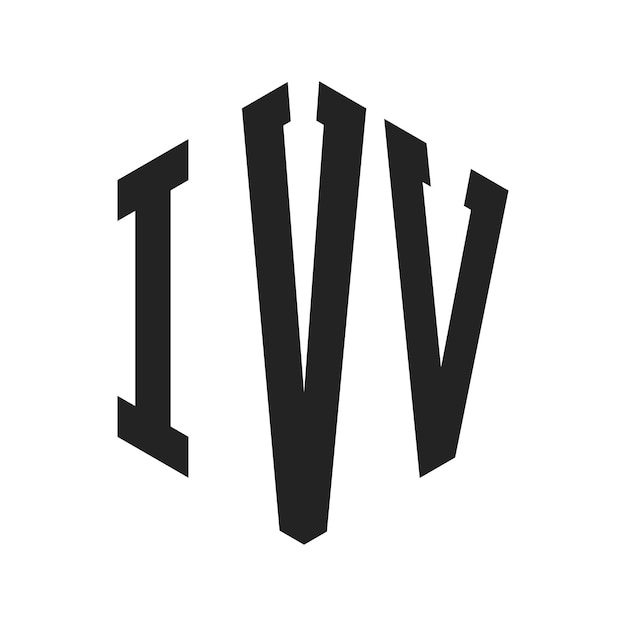 Diseño del logotipo IVV Letra inicial IVV Monograma Logotipo con forma de hexágono