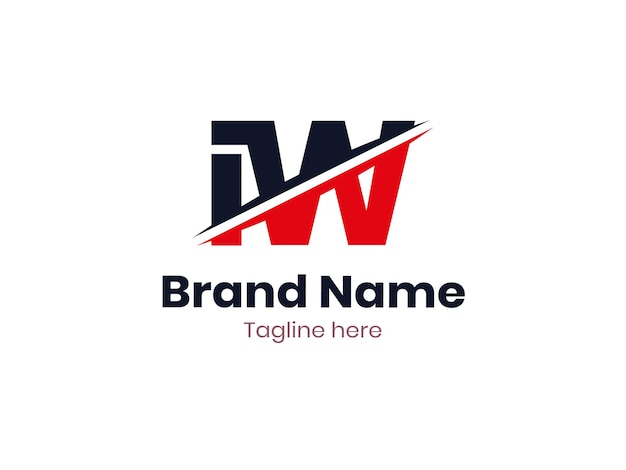 Diseño del logotipo IW dividido por línea plantilla de logotipo vectorial IW con color rojo y negro logotipo WI letra WI