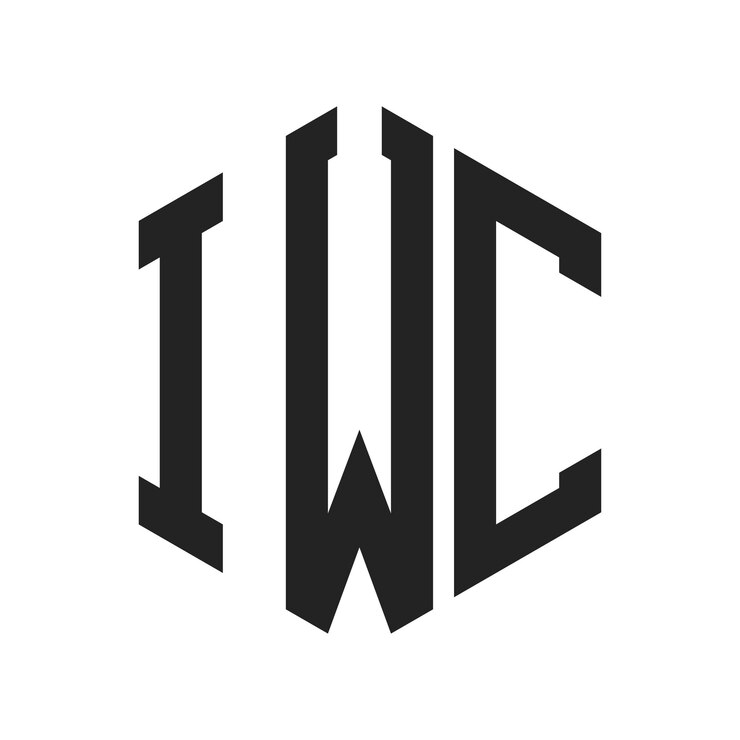 Vector diseño del logotipo iwc letra inicial iwc monograma logotipo con forma de hexágono