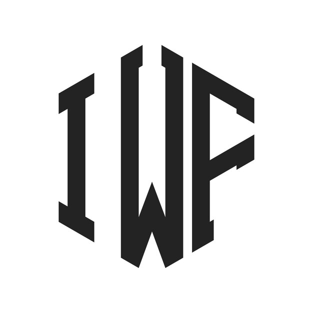 Diseño del logotipo de la IWF Letra inicial Logotipo del monograma del IWF con forma de hexágono