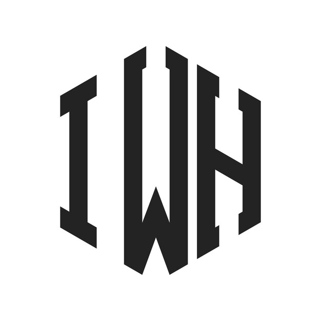 Diseño del logotipo IWH Letra inicial Logotipo del monograma IWH con forma de hexágono