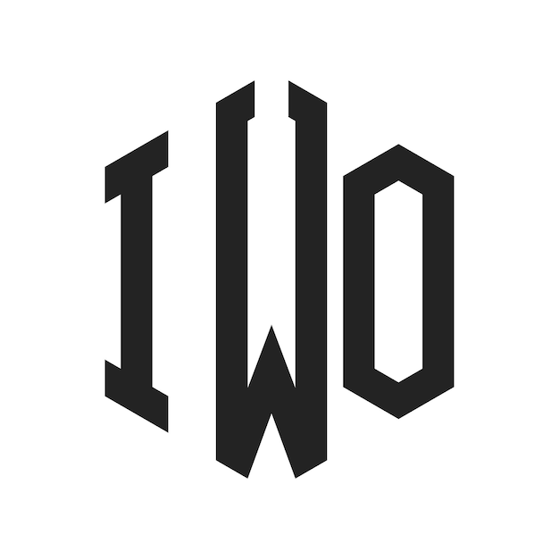 Diseño del logotipo IWO Letra inicial Logotipo del monograma IWO con forma de hexágono