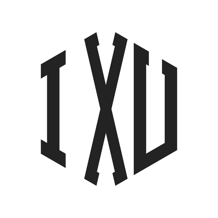 Vector diseño del logotipo ixu letra inicial ixu monograma logotipo con forma de hexágono