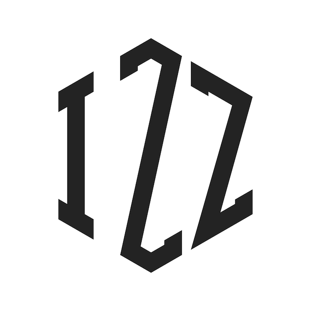Diseño del logotipo IZ Letra inicial IZ Monograma Logotipo con forma de hexágono