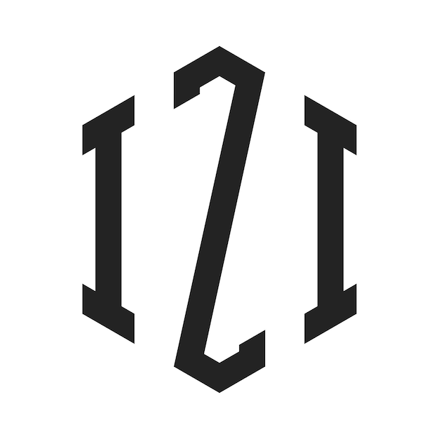 Diseño del logotipo IZI Letra inicial IZI Monograma Logotipo con forma de hexágono