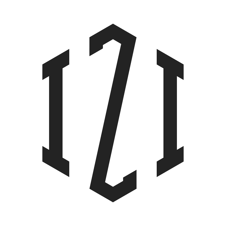 Vector diseño del logotipo izi letra inicial izi monograma logotipo con forma de hexágono