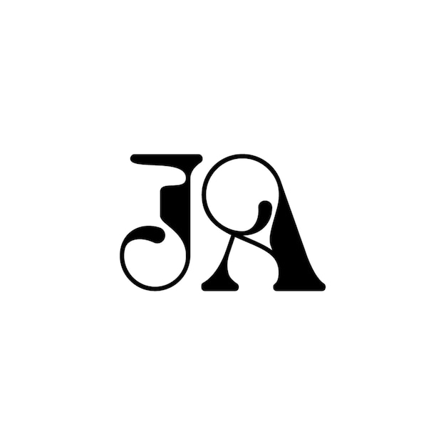 El diseño del logotipo JA monograma letra nombre de texto símbolo monocromático logotipo carácter alfabético logotipo simple