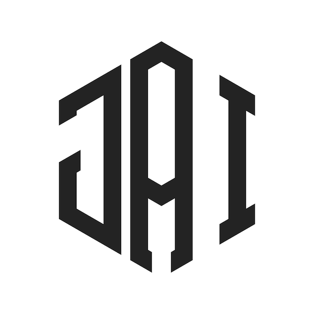 Diseño del logotipo JAI Letra inicial JAI Monograma Logotipo con forma de hexágono