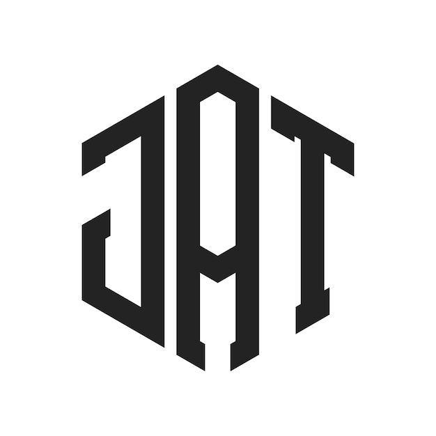 Diseño del logotipo JAT Letra inicial JAT Monograma Logotipo con forma de hexágono