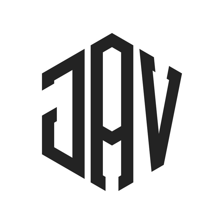 Vector diseño del logotipo jav letra inicial jav monograma logotipo con forma de hexágono
