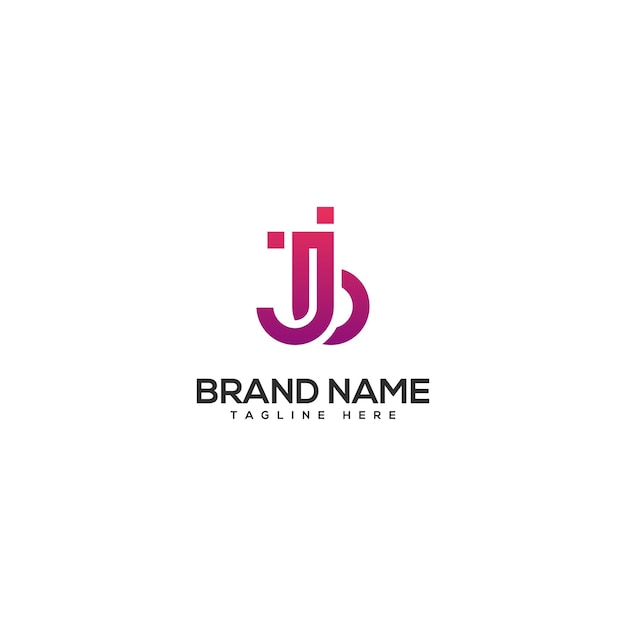 El diseño del logotipo de JB BJ es un elemento vectorial con letras coloridas modernas, iniciales y logotipo comercial.