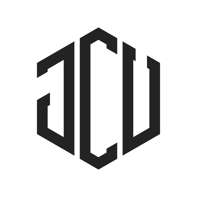 Diseño del logotipo de la JCU Letra inicial Logotipo del monograma de laJCU con forma de hexágono