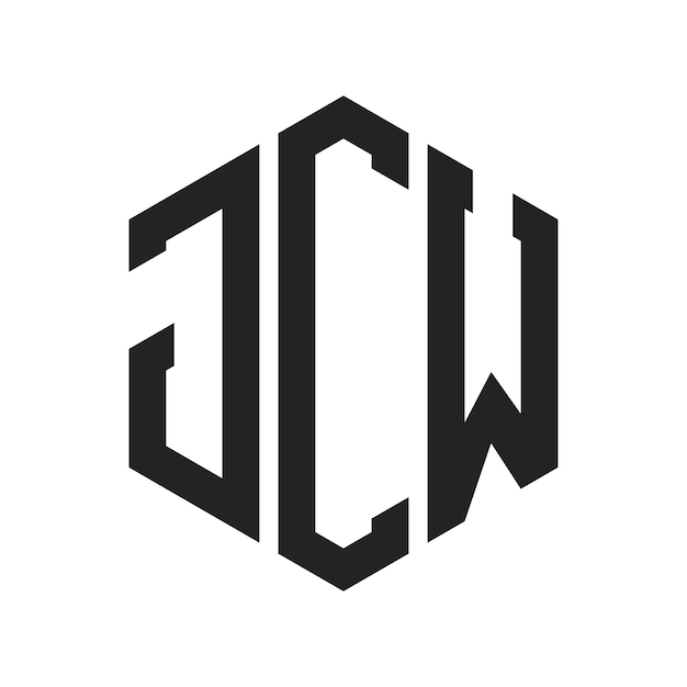 Diseño del logotipo JCW Letra inicial JCW Monograma Logotipo con forma de hexágono