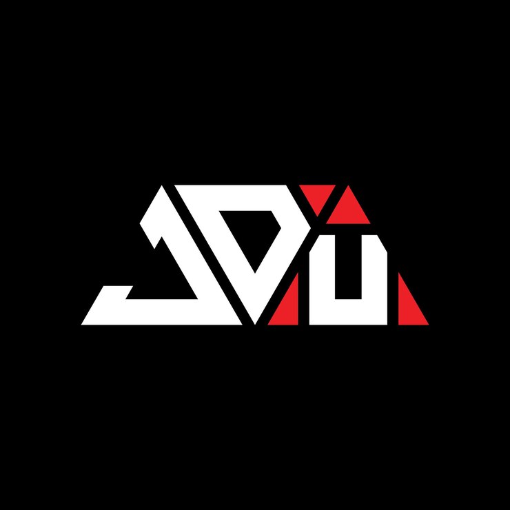 Vector el diseño del logotipo de jdu con letras triangulares con forma de triángulo jdu diseño del logotipode triángulo monograma jdu triángulo vectorial plantilla del logotipo con color rojo jdu logotipo triangular sencillo elegante y lujoso jdu