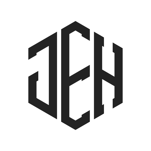 Diseño del logotipo de JEH Letra inicial JEH Monograma Logotipo con forma de hexágono