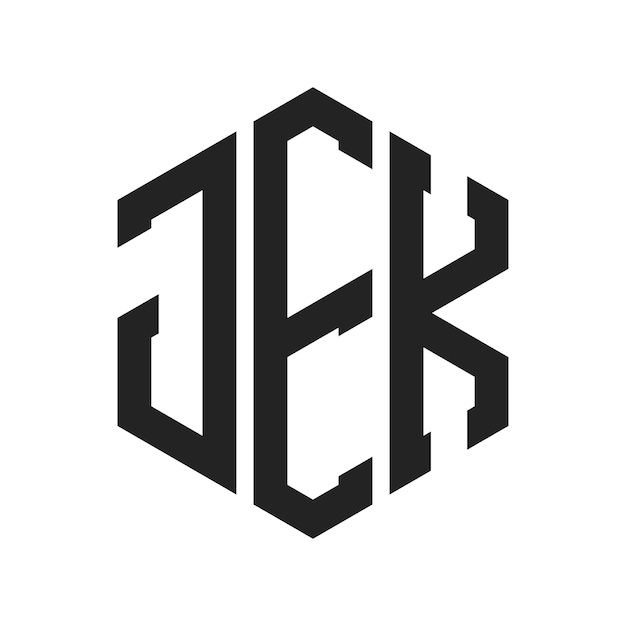Diseño del logotipo JEK Letra inicial JEK Monograma Logotipo con forma de hexágono