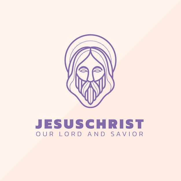 Vector diseño del logotipo de jesús dibujado a mano