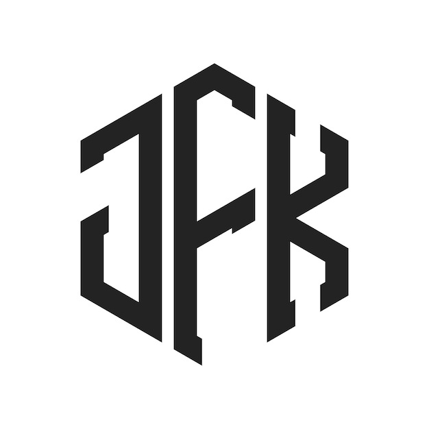 Diseño del logotipo JFK Letra inicial JFK Monograma Logotipo con forma de hexágono