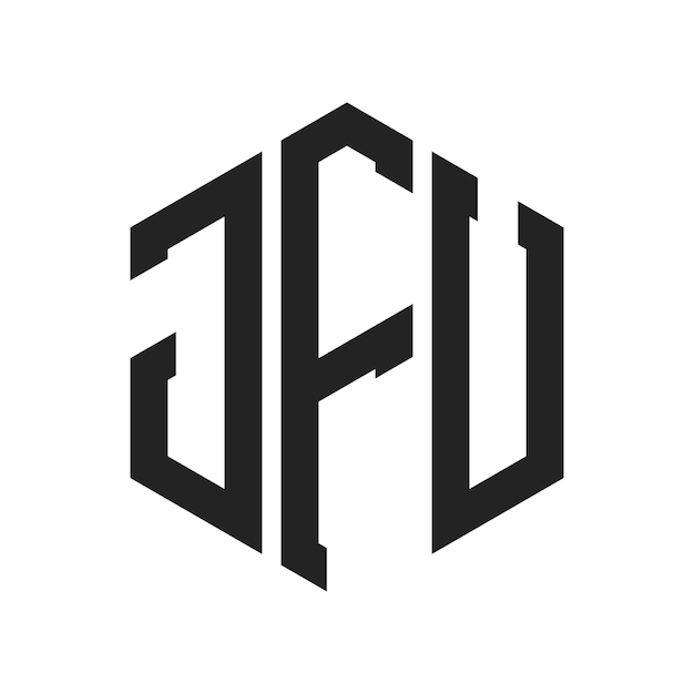 Diseño del logotipo de JFU Letra inicial JFU Monograma Logotipo con forma de hexágono