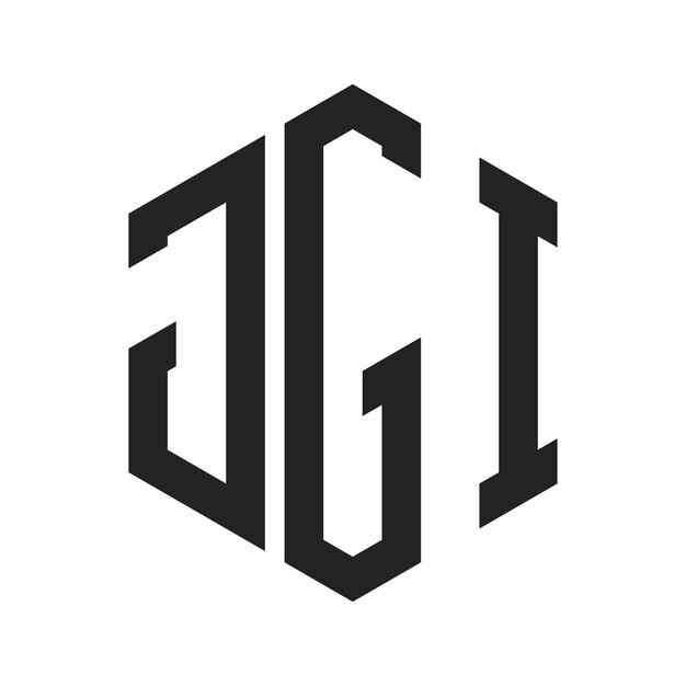 Diseño del logotipo JGI Letra inicial JGI Monograma Logotipo con forma de hexágono