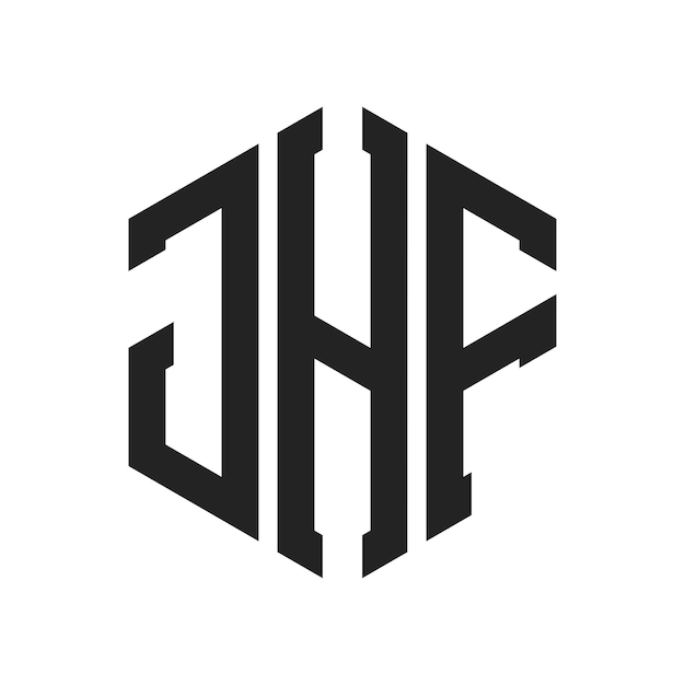 Diseño del logotipo JHF Letra inicial JHF Monograma Logotipo con forma de hexágono