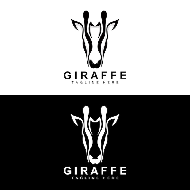 Diseño de logotipo de jirafa Cabeza de jirafa Silueta de vector Cuello alto Animal Zoo Tatuaje Ilustración Marca de producto