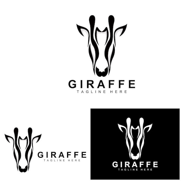 Diseño de logotipo de jirafa Cabeza de jirafa Silueta de vector Cuello alto Animal Zoo Tatuaje Ilustración Producto