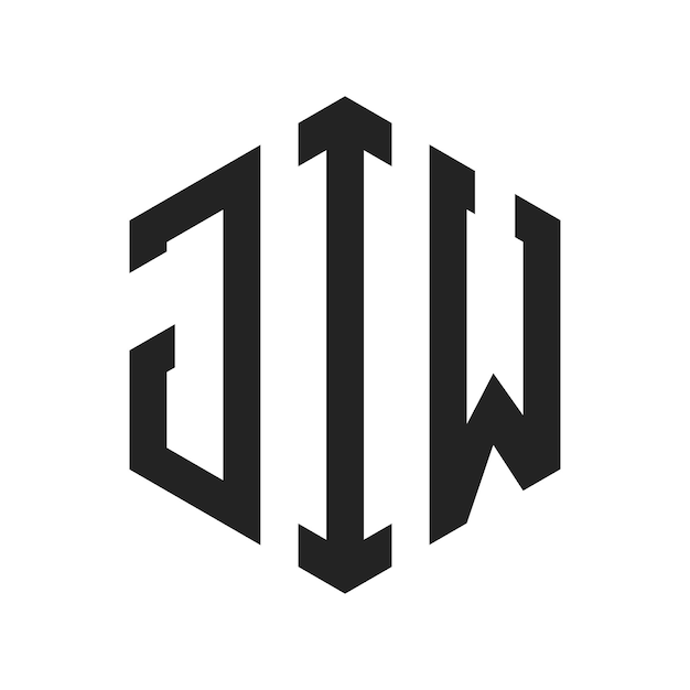 Diseño del logotipo JIW Letra inicial JIW Monograma Logotipo con forma de hexágono