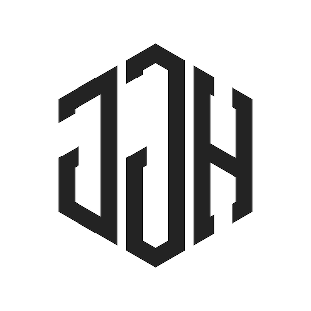 Diseño del logotipo de JJH Letra inicial JJH Monograma Logotipo con forma de hexágono