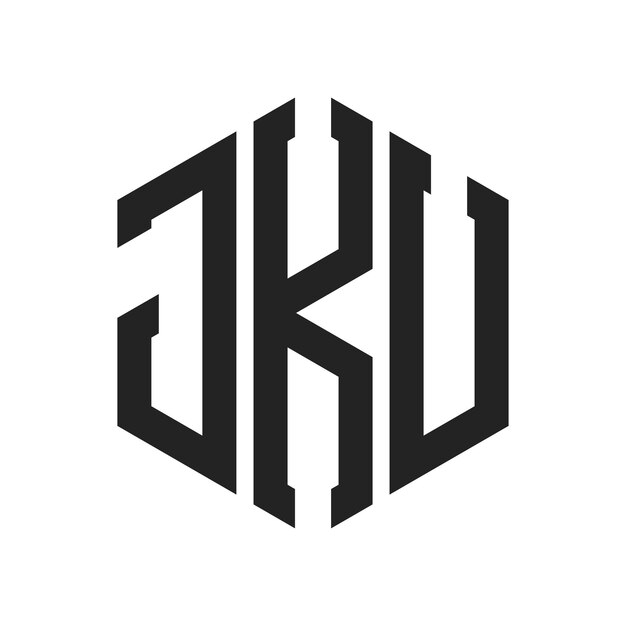 Diseño del logotipo de JKU Letra inicial Monograma de JKU Logotipo con forma de hexágono