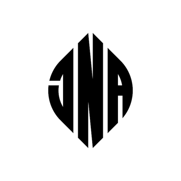 El diseño del logotipo de la JNA con letras en círculo con forma de círculo y elipse JNA letras en elipse con estilo tipográfico Las tres iniciales forman un logotipo de círculo JNA emblema de círculo Monograma abstracto letra marca vector