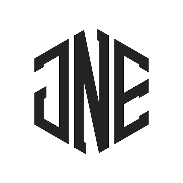 Diseño del logotipo de JNE Letra inicial JNE Monograma Logotipo con forma de hexágono