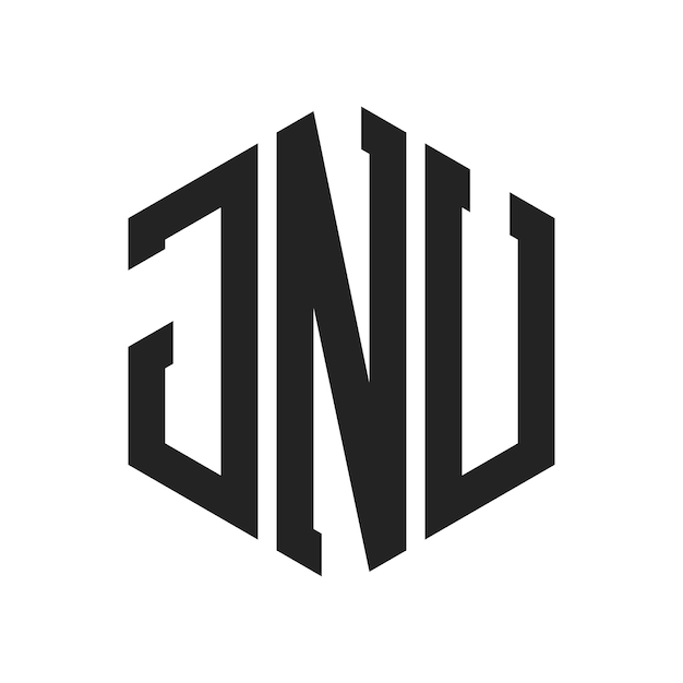 Diseño del logotipo de JNU Letra inicial JNU Monograma Logotipo con forma de hexágono