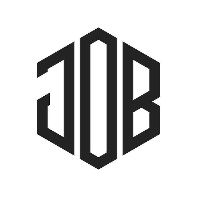 Diseño del logotipo de JOB Letra inicial Logotipo del monograma de JOB con forma de hexágono
