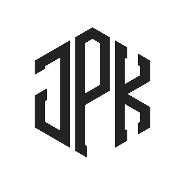 Diseño del logotipo JPK Letra inicial JPK Monograma Logotipo con forma de hexágono