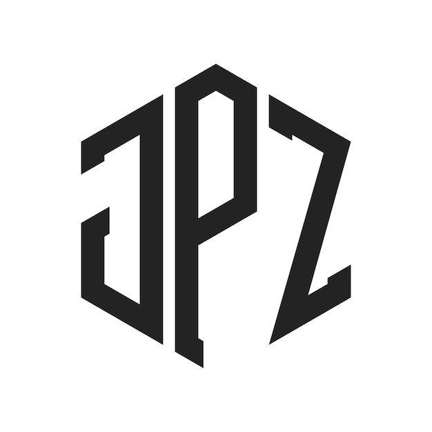 Diseño del logotipo JPZ Letra inicial JPZ Monograma Logotipo con forma de hexágono